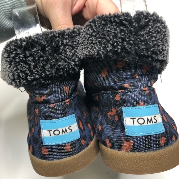 Toms Highland Botas Faux Fur Lined Leopard Lace Up Ankle Boot Blue 7 - Picture 4 of 6